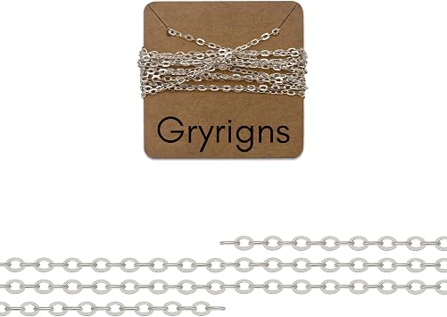 Gryrigns 5Feet 2.0mm 925 Sterling Silver Flat Cable Chain Link Bulk for DIY Craft Jewelry Making 6.40 Grams
