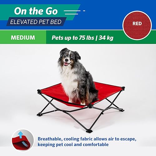 Miniatura 6 de Coolaroo On-The-Go Cama elevada para perros, cama plegable para perros de viaje con tela transpirable, resistente a la humedad, bolsa de transporte