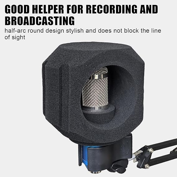 Microphone Isolation Shield, Microphone Filter Reflection Reduction Shield, Reflection Filter For Recording Studios, Professional Portable Soundproof Cover, For Broadcasting
