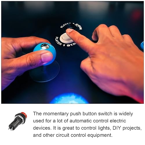 Miniatura 3 de Interruptor de botón pulsador Botones momentáneos, para proyecto de bricolaje de luz 0.472 in rojo 6