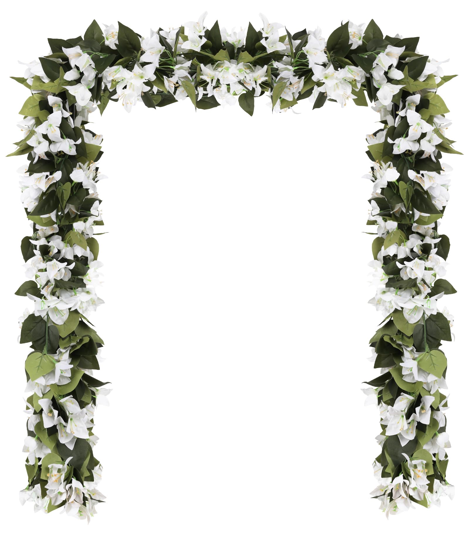 4PCS 7.2ft/Piece Artificial Bougainvillea Garland White Flower Garland Faux Silk Bougainvillea Vines for Wedding Arch Table Home Garden Wall Decor(