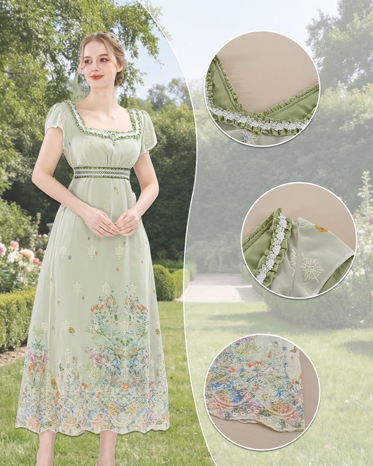 CR ROLECOS Viktorianisches Regency Kleid Damen Ballkleid 17. jahrhundert Empire Taille Kleid Abendkleid Mit Handschuhen
