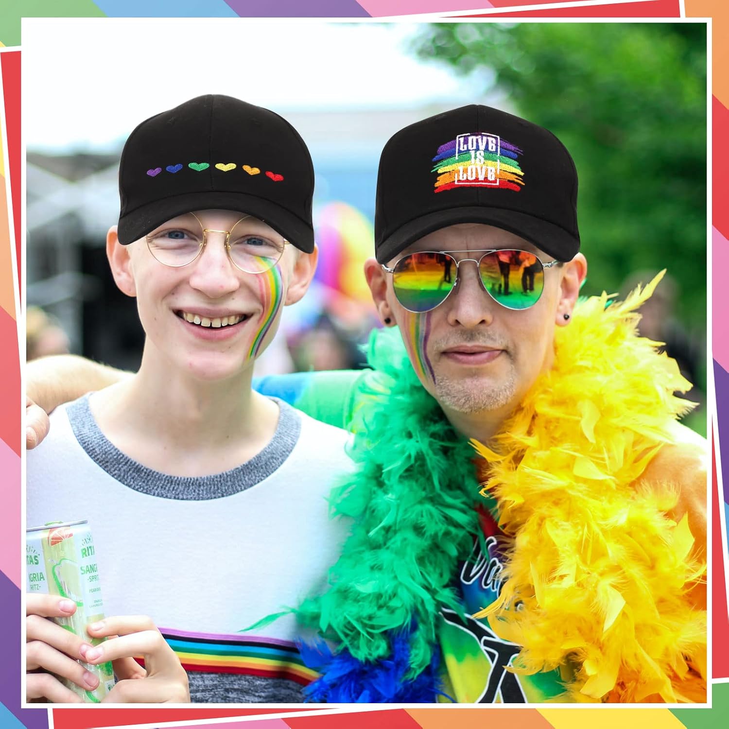 Xuhal 6 Pcs Embroidered Pride Rainbow Hat for Men Women LGBT Baseball Hats Adjustable Washable LGBTQ Cap Gifts