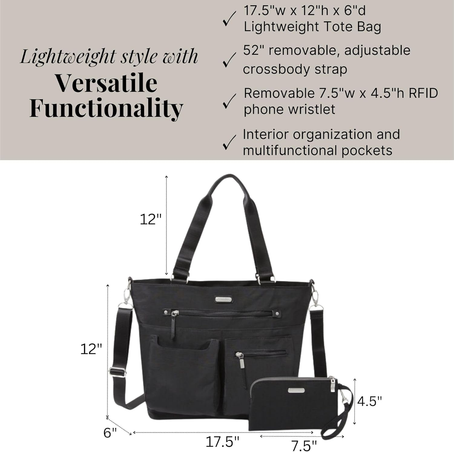 Baggallini Any Day Tote with RFID Phone Wristlet - Image 4