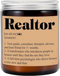 HTDesigns Realtor Definition Candle - 8oz Lavender Scented Soy Wax Jar Candle - Modern Home Fragrance for Stress Relief - Housewarming Gift