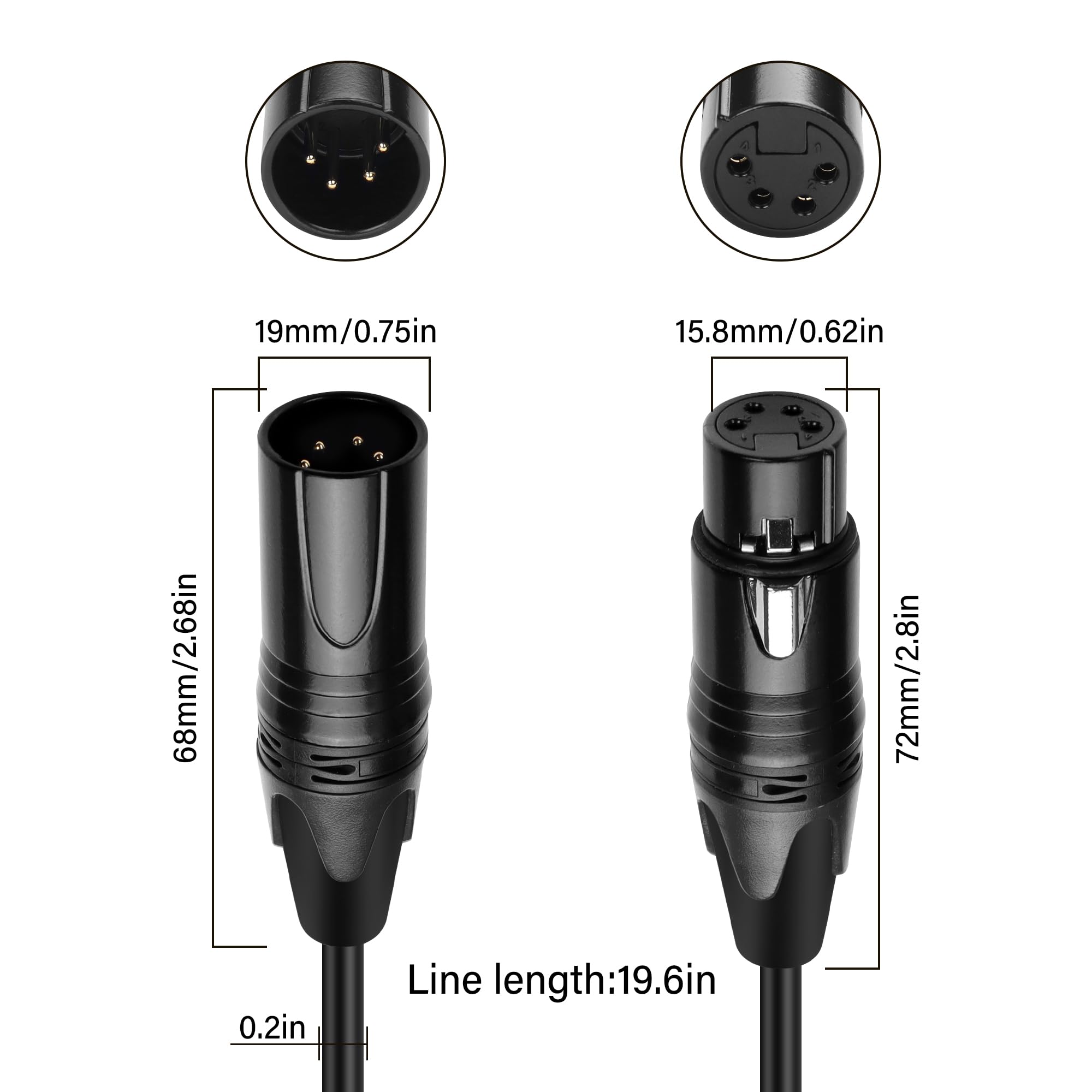 Amazon.com: GINTOOYUN DMX Cable 4 Pin Signal XLR Male to