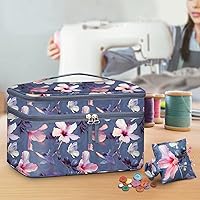 Vista 6 de FINPAC Estuche organizador y almacenamiento de accesorios de costura, kits de costura de doble capa con cojín de pasador de muñeca para hilos