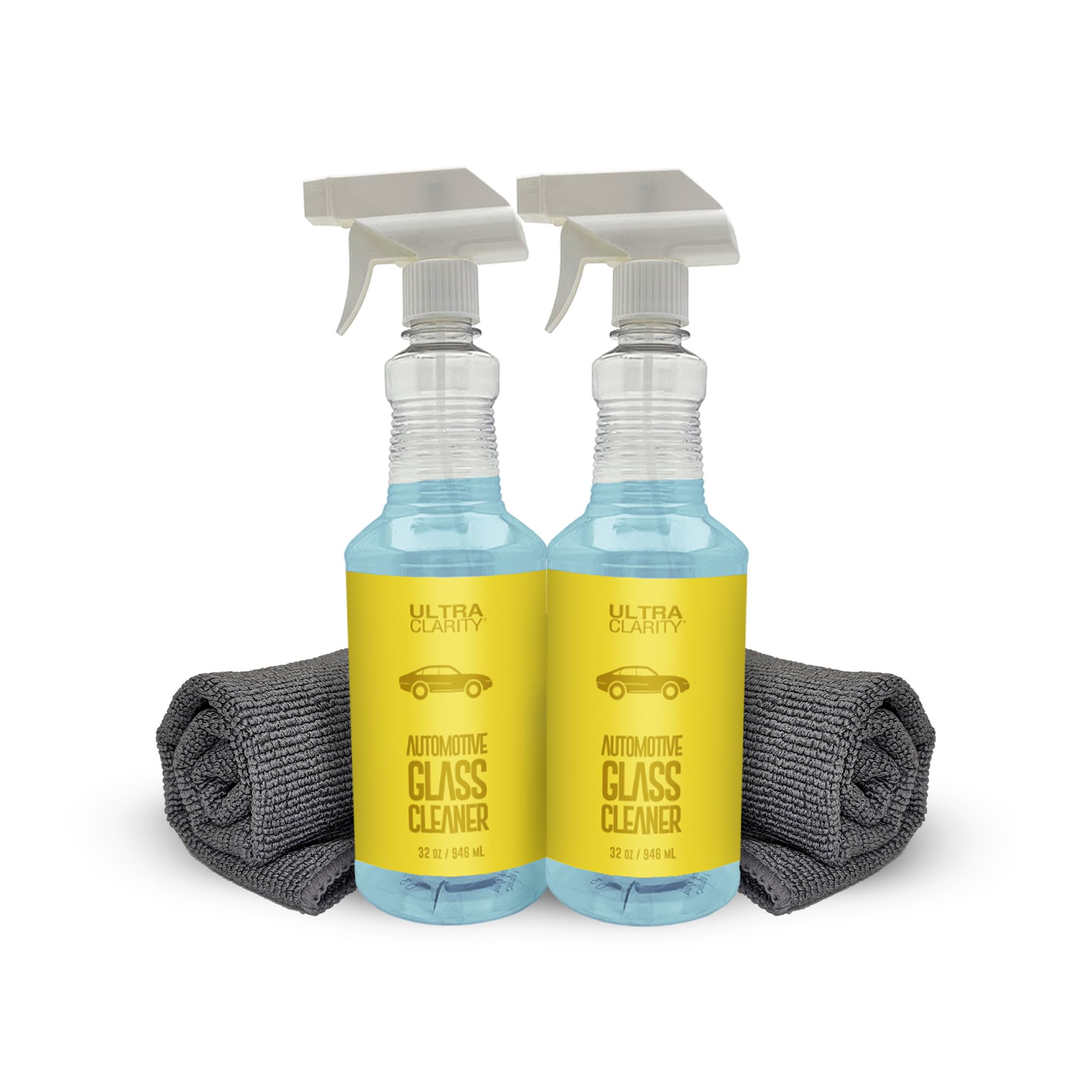 Powered by NANO MAGIC | Auto Glass Windshield Cleaner 2-Pack | 2 32oz Spray & 2 Large Premium Microfiber Cloths | Optical-grade Streak Free Haze Free Safe on Glass, Mirrors, Infotainment