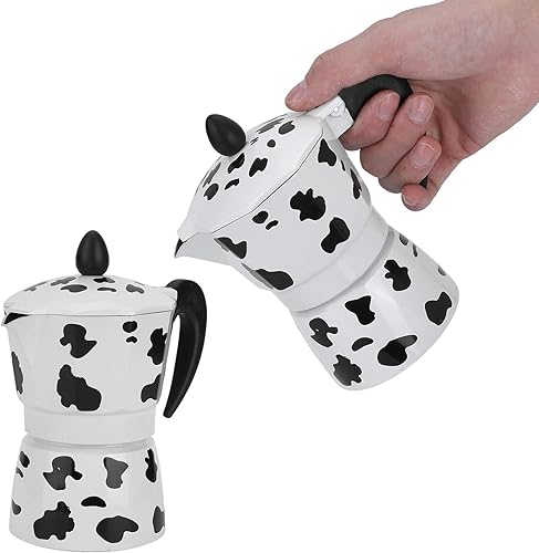 Miniatura 9 de Máquina de café expreso para estufa, cafetera moka de vaca lechera, cafetera de 369 tazas de aluminio (5 onzas, 3 tazas)