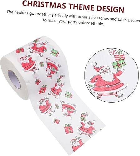 Miniatura 4 de NOLITOY 4 rollos de papel higiénico de Navidad, servilleta de Navidad para cocina, relleno de calcetines de Navidad, toalla de cocina desechable,