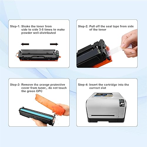 Miniatura 5 de Paquete de 4 cartuchos de tóner 125A compatibles con HP Color Laserjet CM1312nfi CM1312 MFP, CP1215, CP1515, CP1518ni (negro, cian, magenta,