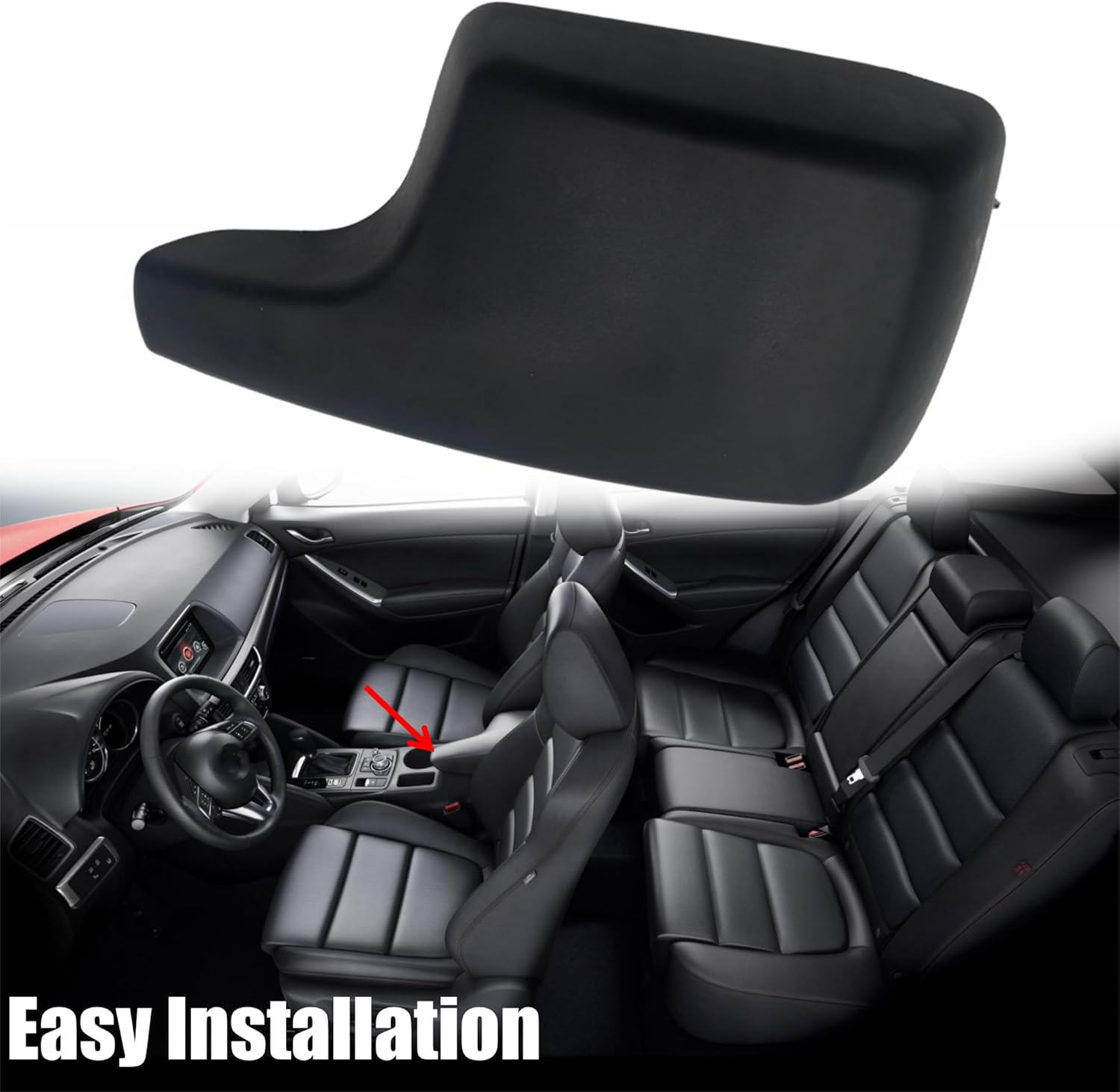 Black Center Console Armrest Lid Assembly, Arm Rest Box Lid Seat Middle Cover, Replaces KA0G-64-450B-02 KA0G64450B02, Direct OE Replacement for Mazda CX-5 2013 2014 2015 2016