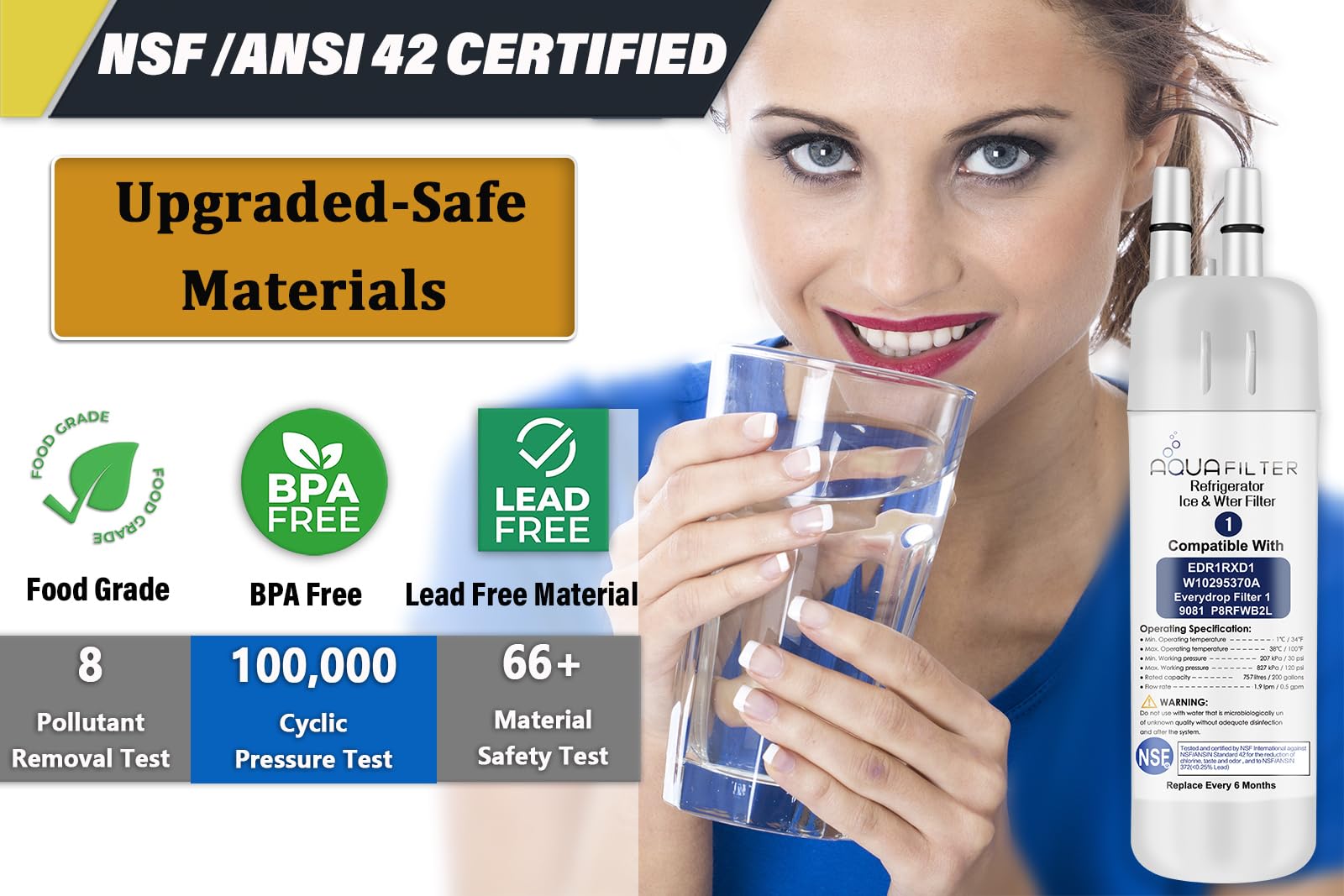 W-10295370-А - Filtro de agua de repuesto para refrigerador compatible con los modelos de refrigerador ðDR-1R D1 Watеr -1 W-10295370-А (paquete de 4)