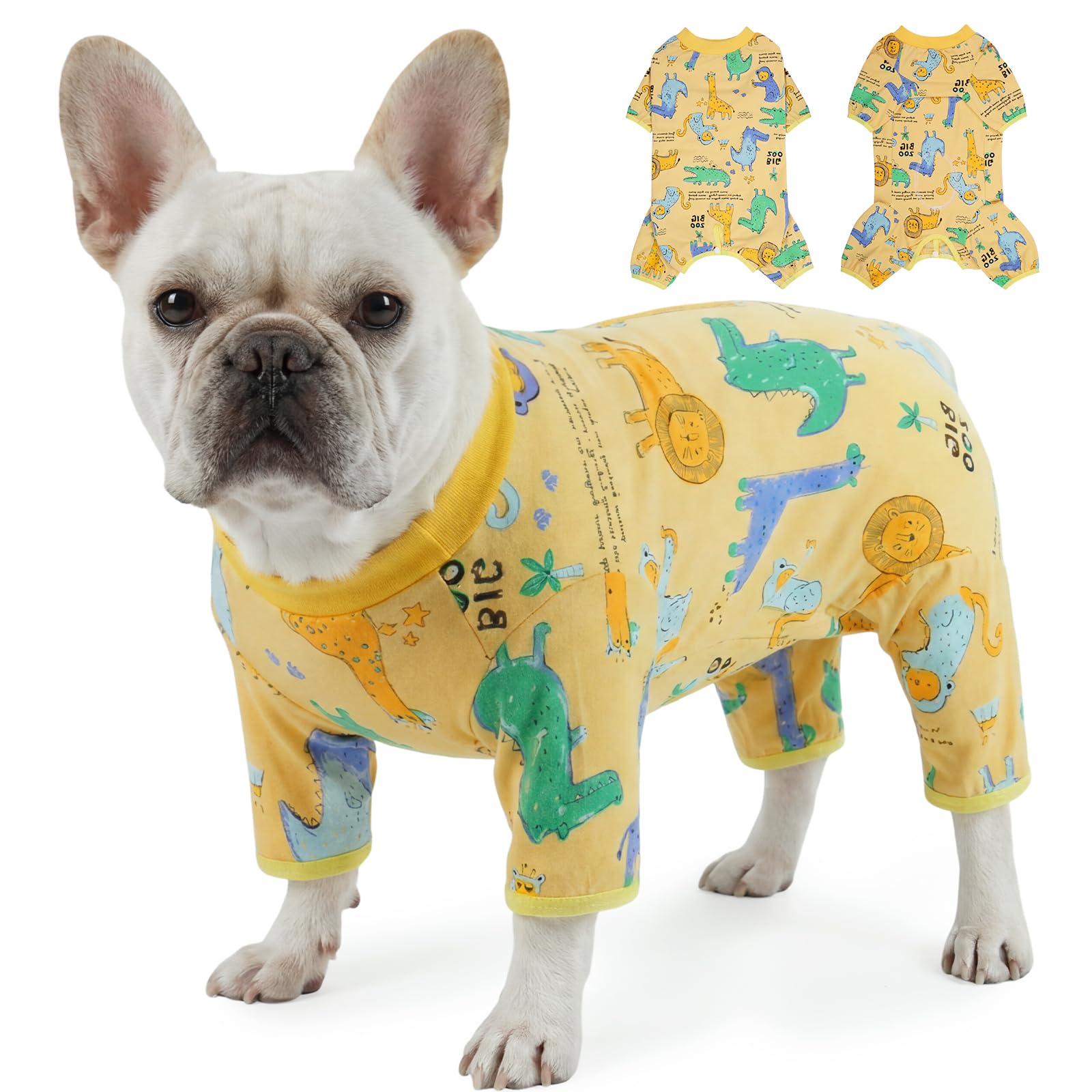 Dog Onesie Recovery Suit for Dogs, Soft Cotton Dog Surgery Suit Anti Licking, Comfortable Cone Alternative Recovery Suit for Small Dogs Male Female, Honey Yellow L