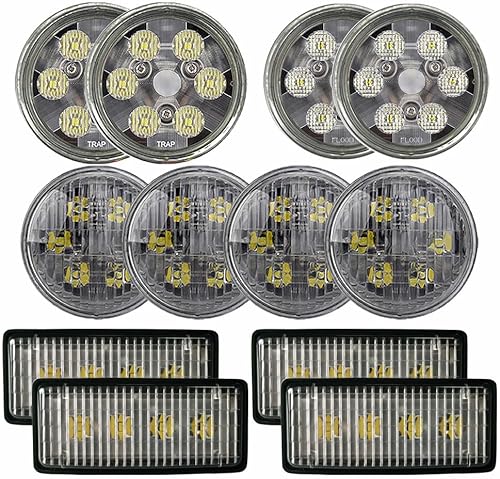 Dark Horse Kit de bombillas de conversión LED 320W 12X compatible con faros de tractor John Deere serie 50 4050, 4250, 4450, 4650, 4850+