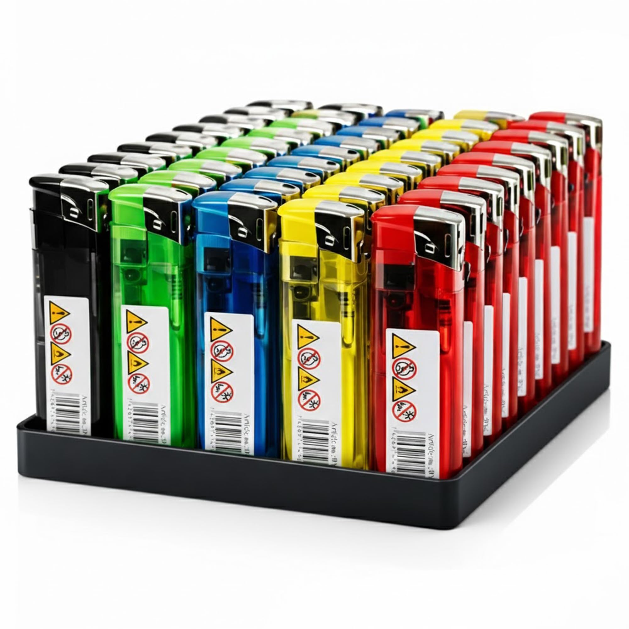 BML 50 Pack Refillable Electronic Lighters Windproof Adjustable Flame Child Safety Feature Multipack Pocket Lighters for BBQ Fireworks Camping