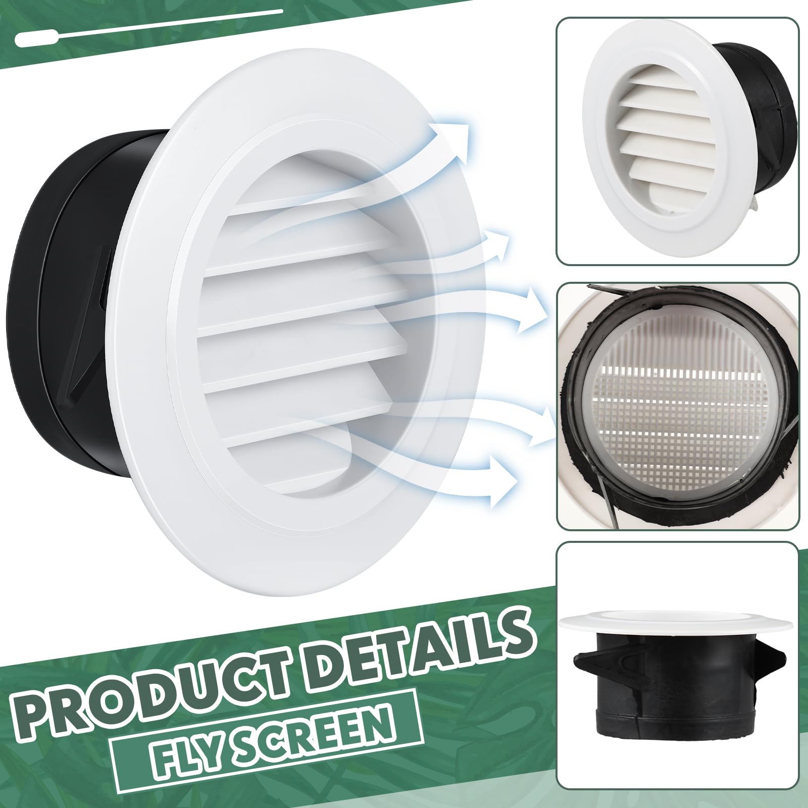 2-Pack 4-Inch Stainless Steel Round Vent Cover – Built-in Insect Screen Mesh, Rust-Resistant, For Bathroom, Kitchen, Office & Soffit Vents