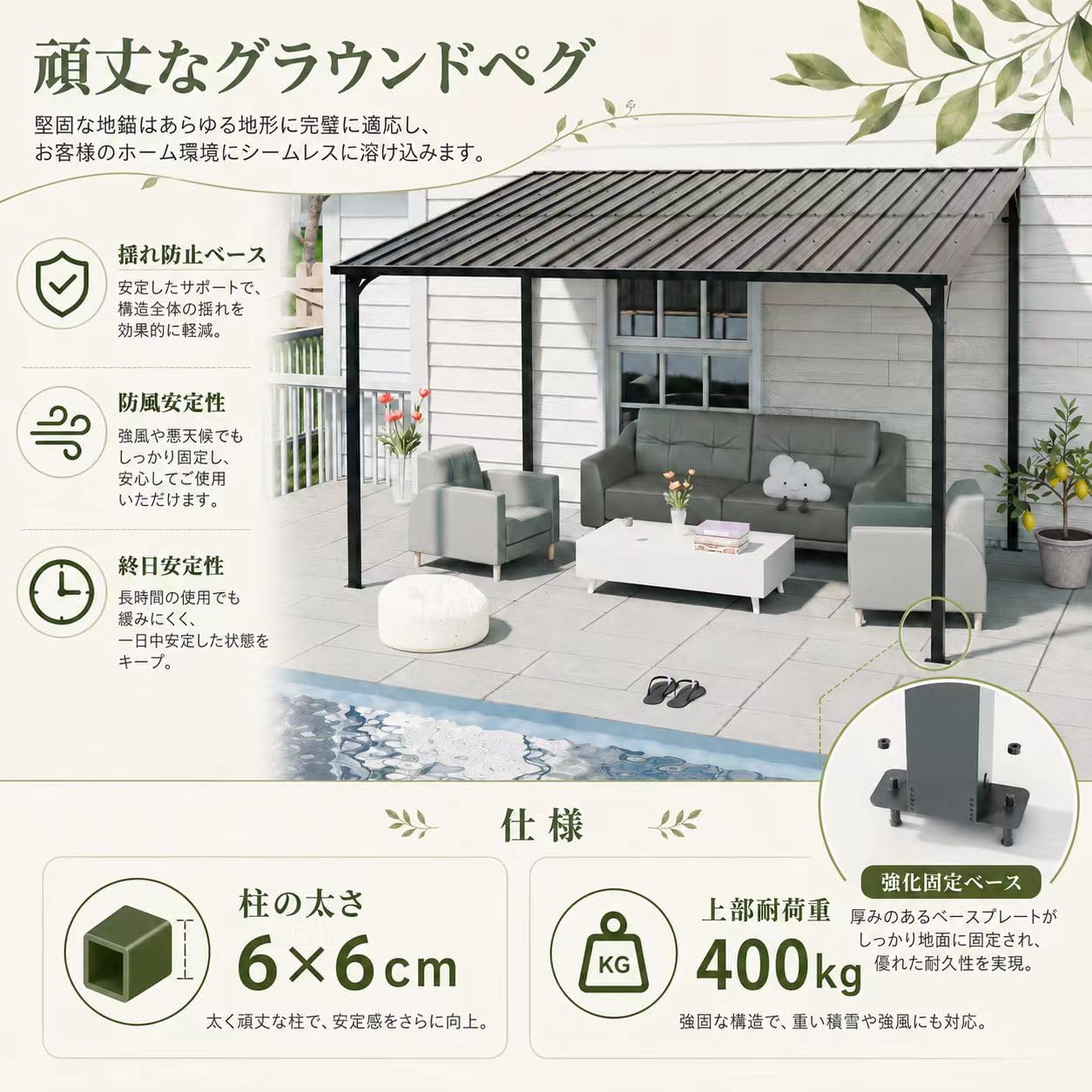 Amazon.co.jp: テラス屋根 大型 パーゴラシェード DIY 独立式 日除け