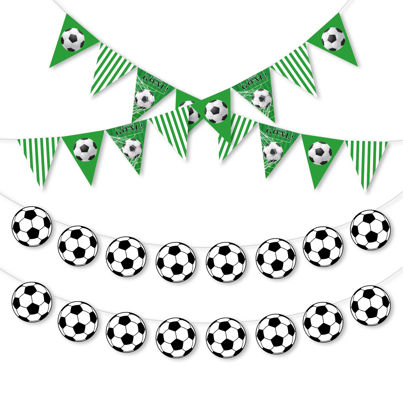 Green Soccer Banner Party Decorations,4Pcs Soccer Hanging Banner Set