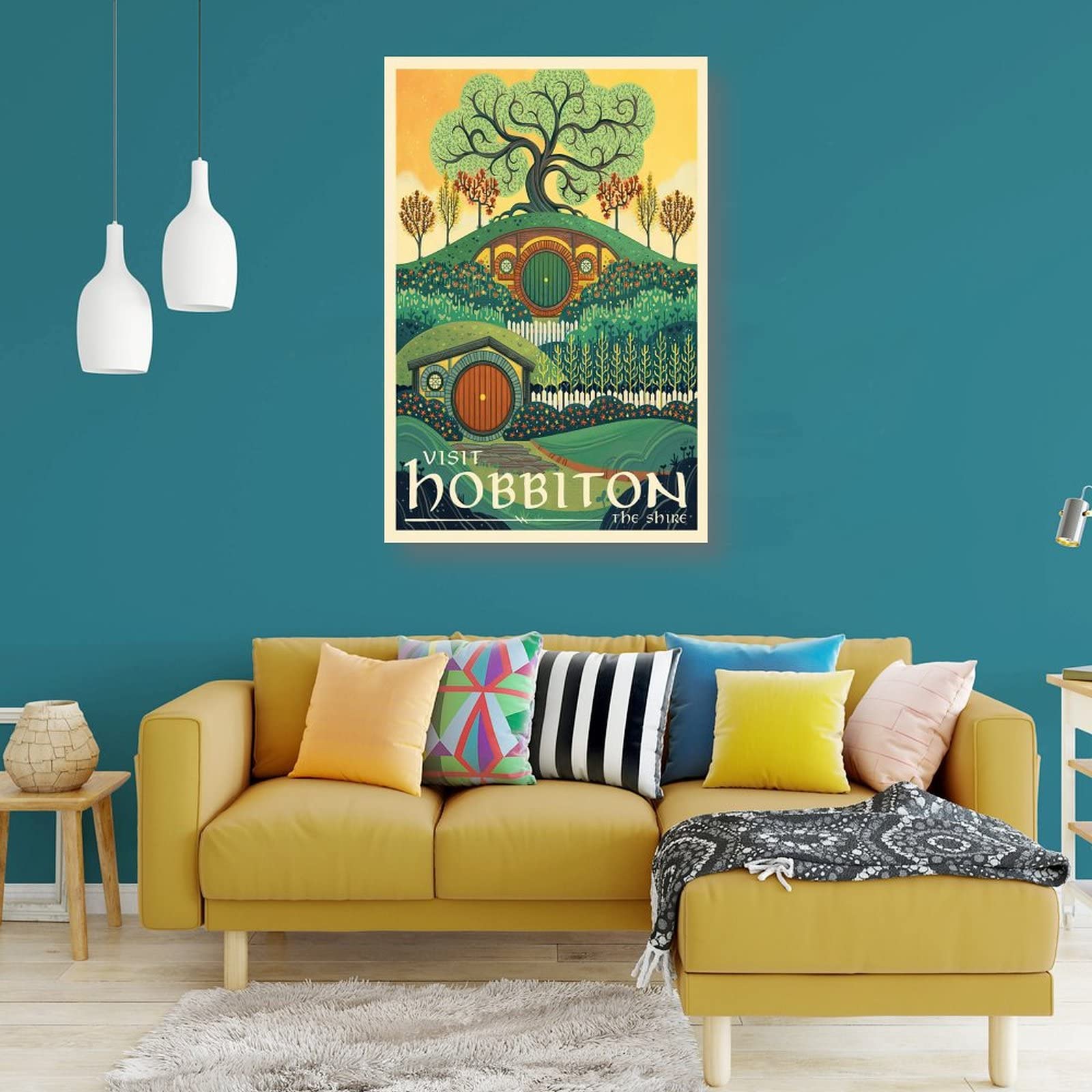 Poster Vintage Hobbiton Seigneur Des Anneaux Sur Toile - Décoration Murale 50x75 Cm