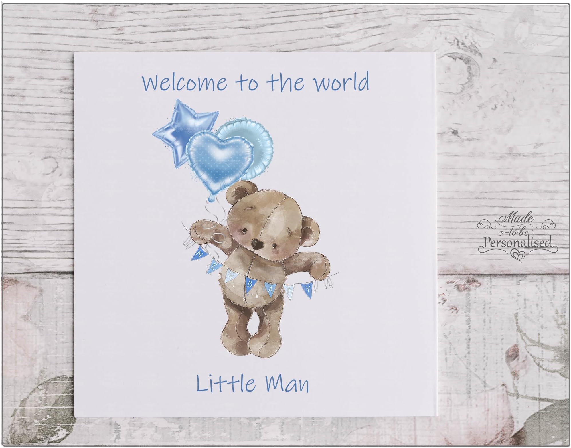 New baby card, New arrival baby boy card, welcome to the world little man, celebration card, congratulations to the new parents