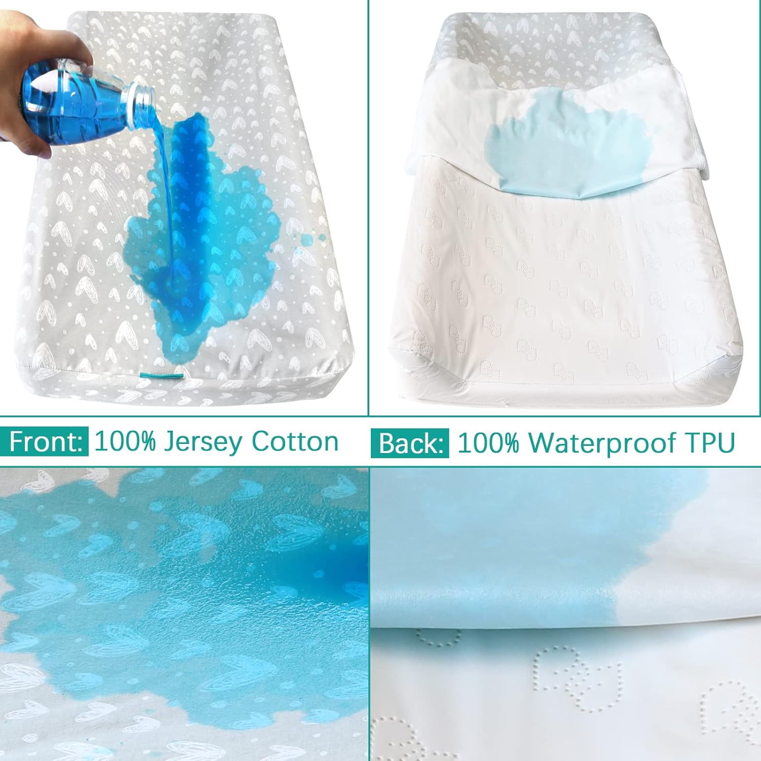 Waterproof Changing Pad Cover 2 Pack, 100% Organic Cotton Change Table Cover Sheets, Ultra Soft, Unisex White Grey Star Print : Baby