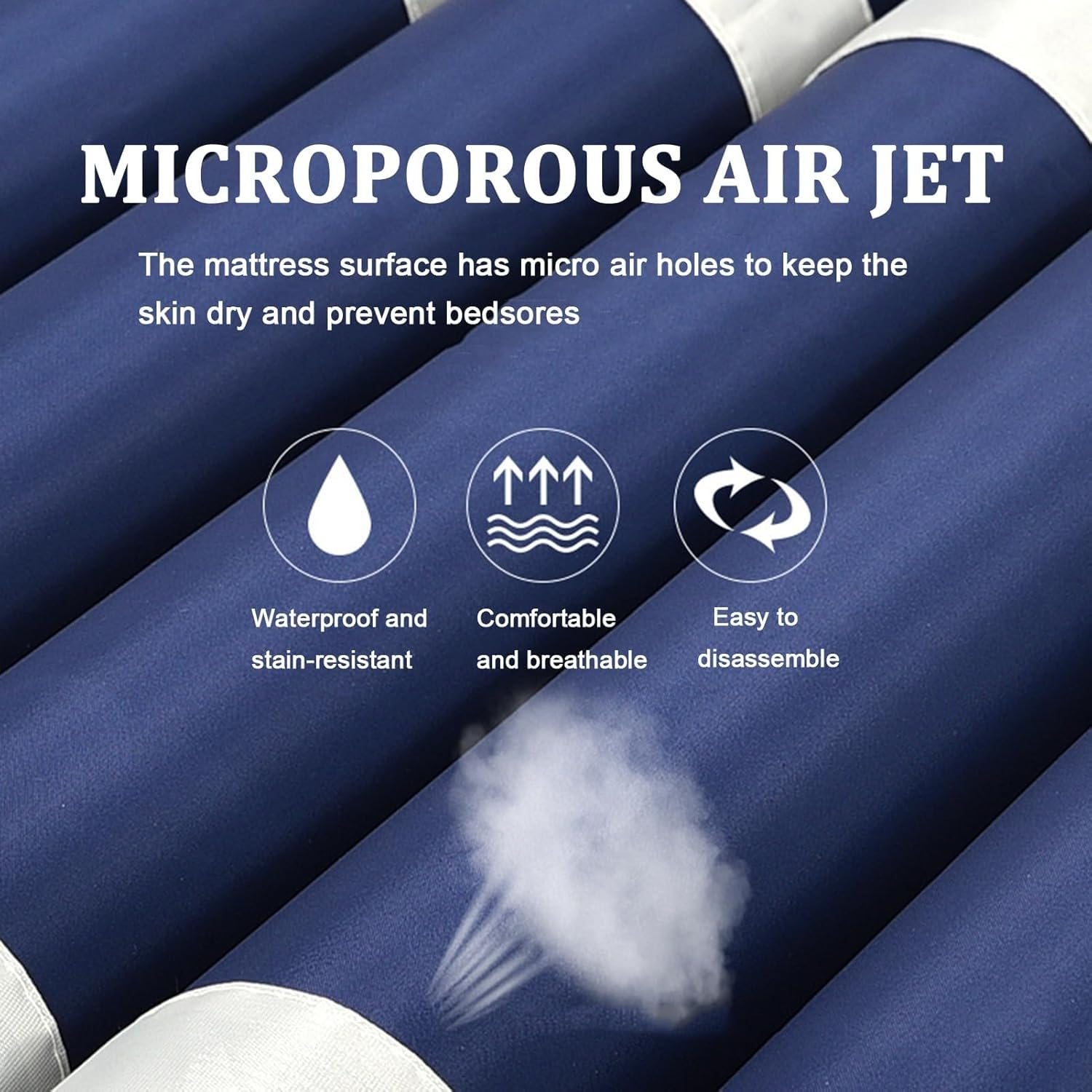 Kit Antiescaras Colchón De Aire Y Bomba Con Regulación, Almohadilla Para Colchón Alivio Presión, Prevención Y Alivio De Úlceras Por Presión,Airbag Desmontable Paciente Postrado En Cama 195×150cm