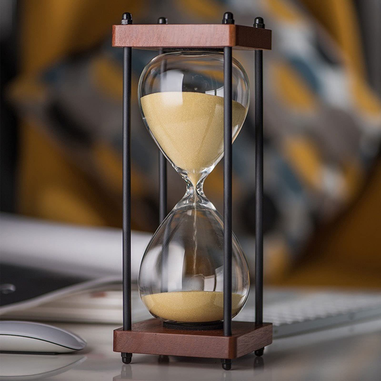 Sanduhr-Timer, Sanduhr, 15–30 Minuten, große Sanduhr aus Holz, Schwarze Sanduhr-Dekoration, Esszimmer, Wohnzimmer, Schrank, Büro, Schreibtisch, Schlafzimmer, Sanduhr, kreatives Geschenk. (Color : YEL