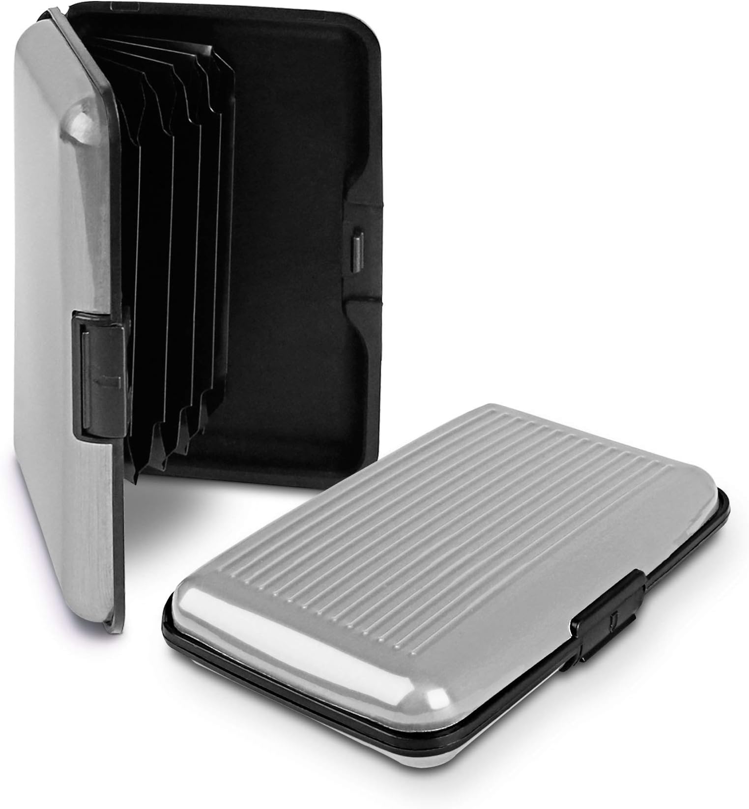 RFID Blocking Anti Scan Aluminium Security Wallet Card Holder Hard Case for Credit Debit ID UK EU Driving License Oyster Travel Points Business Cards and Bank Notes 7 Colours (Silver)
