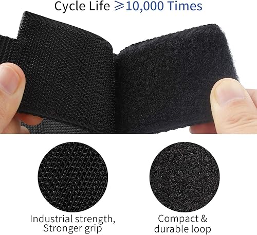 Miniatura 5 de LuBanSir Correas de almacenamiento de cable de extensión, 17 pulgadas (paquete de 2) correas de gancho y bucle resistentes con asa de transporte