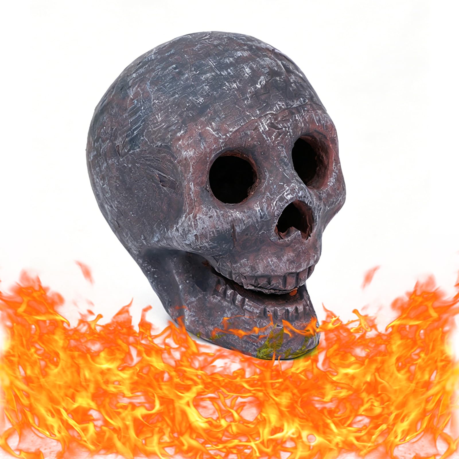 Fire Pit Skull, 3.15in Ceramic Fireproof Log for Campfire & Fireplace