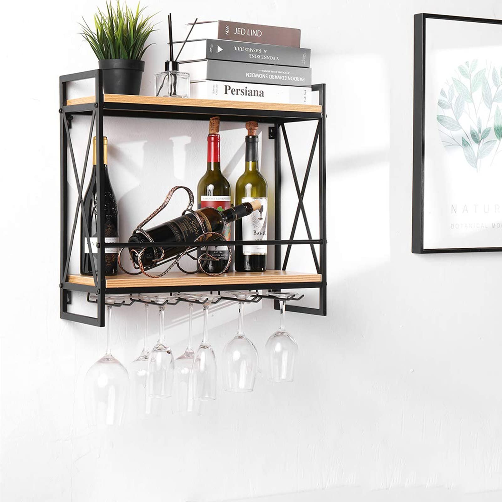 Amazon｜壁掛けワイングラスホルダー - 掛かるワイン ラック, 2段
