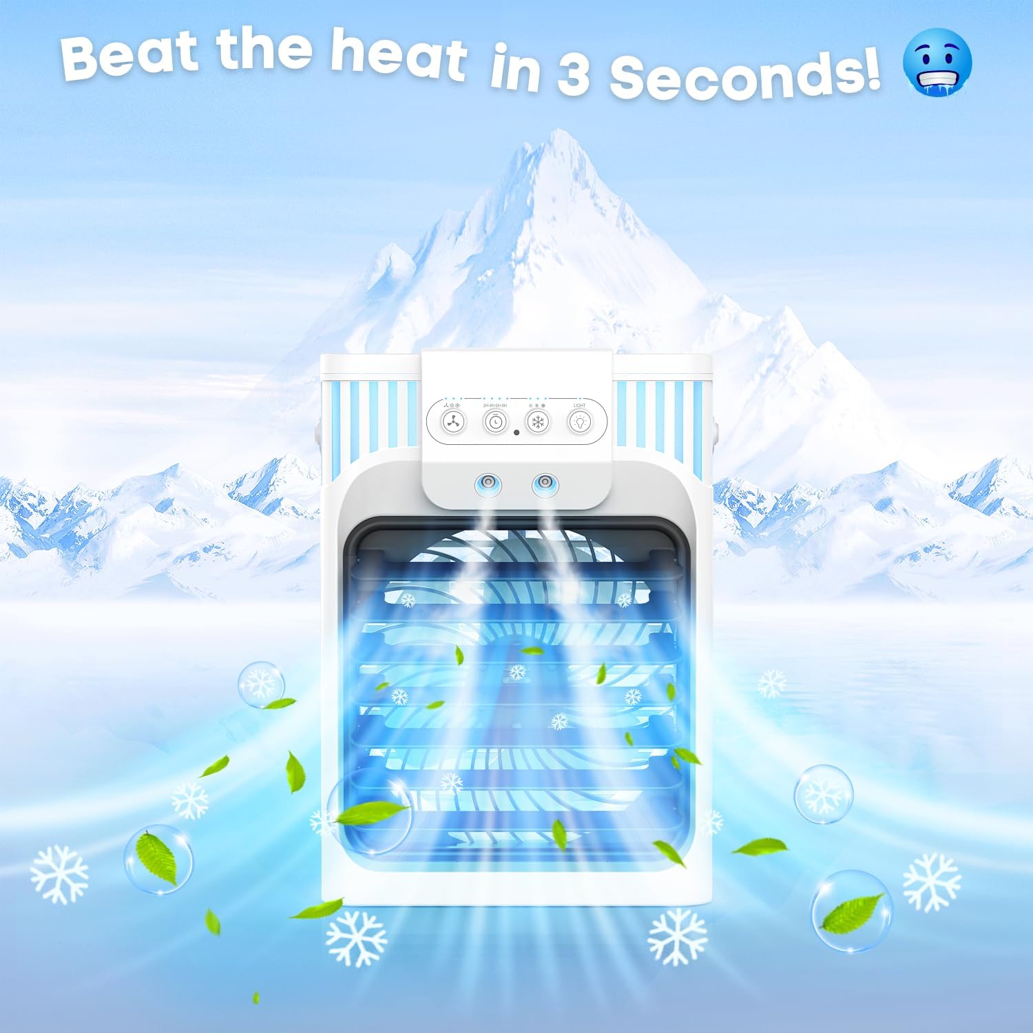 Portable Air Conditioner, Air Conditioner Portable with 3 Speeds, 3 Mist Settings, 1200ml XL Water Tank, 2~8h Timer, Portable Ac Unit, Small Mini Air Conditioner, Personal Air Cooler Fan for Bedroom - Image 7