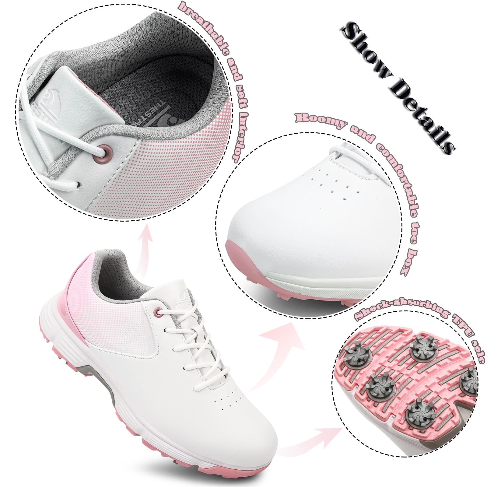 LZQpearl Chaussures de Golf à Crampons pour Femmes, Imperméables et Antidérapantes Tailles 36-43