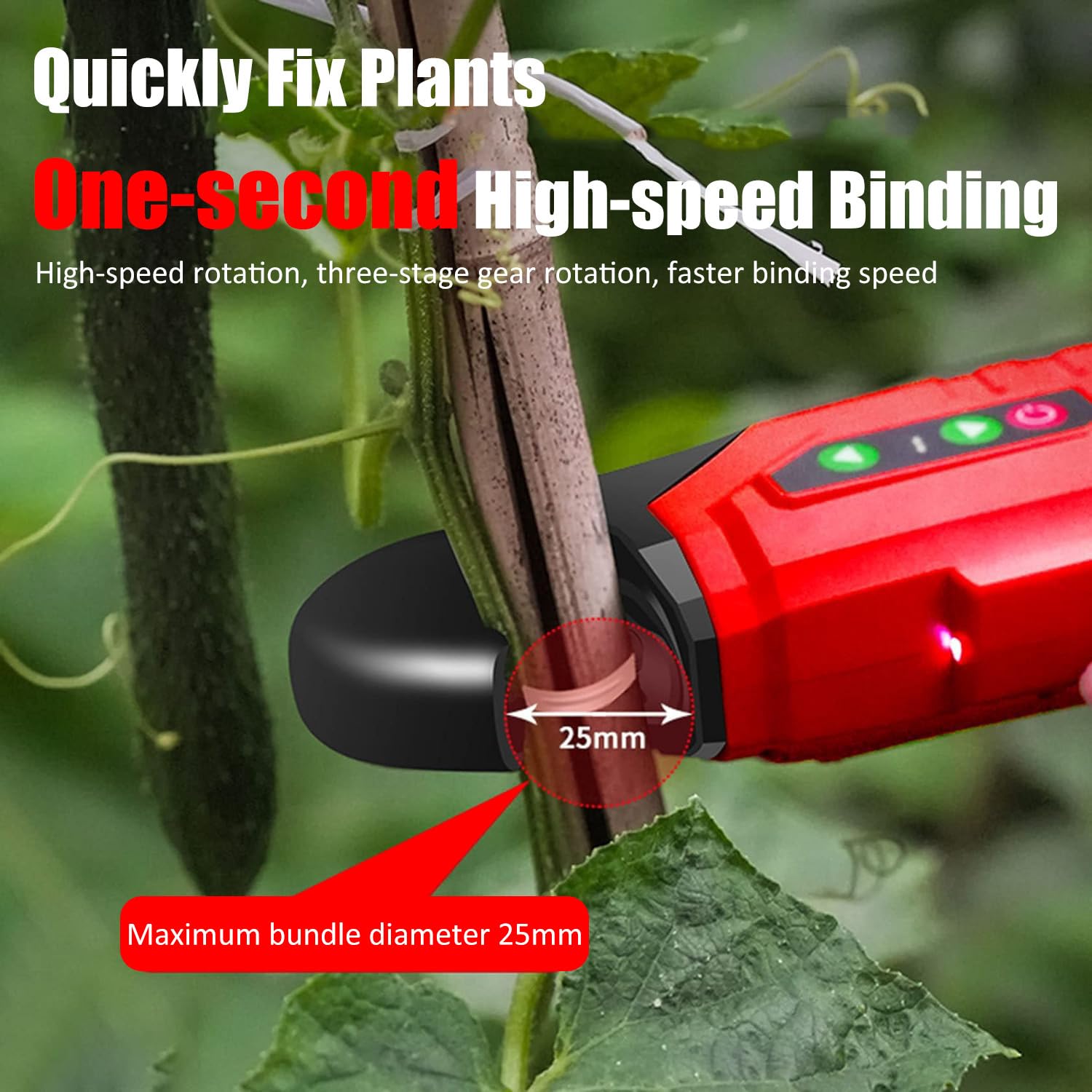 Máquina para Atar Plantas Herramienta Eléctrica para Atar Vides de Jardín, Herramienta de Cinta Agrícola con 2 Cintas en Rollo y 2 Baterías para Tomate y UVA