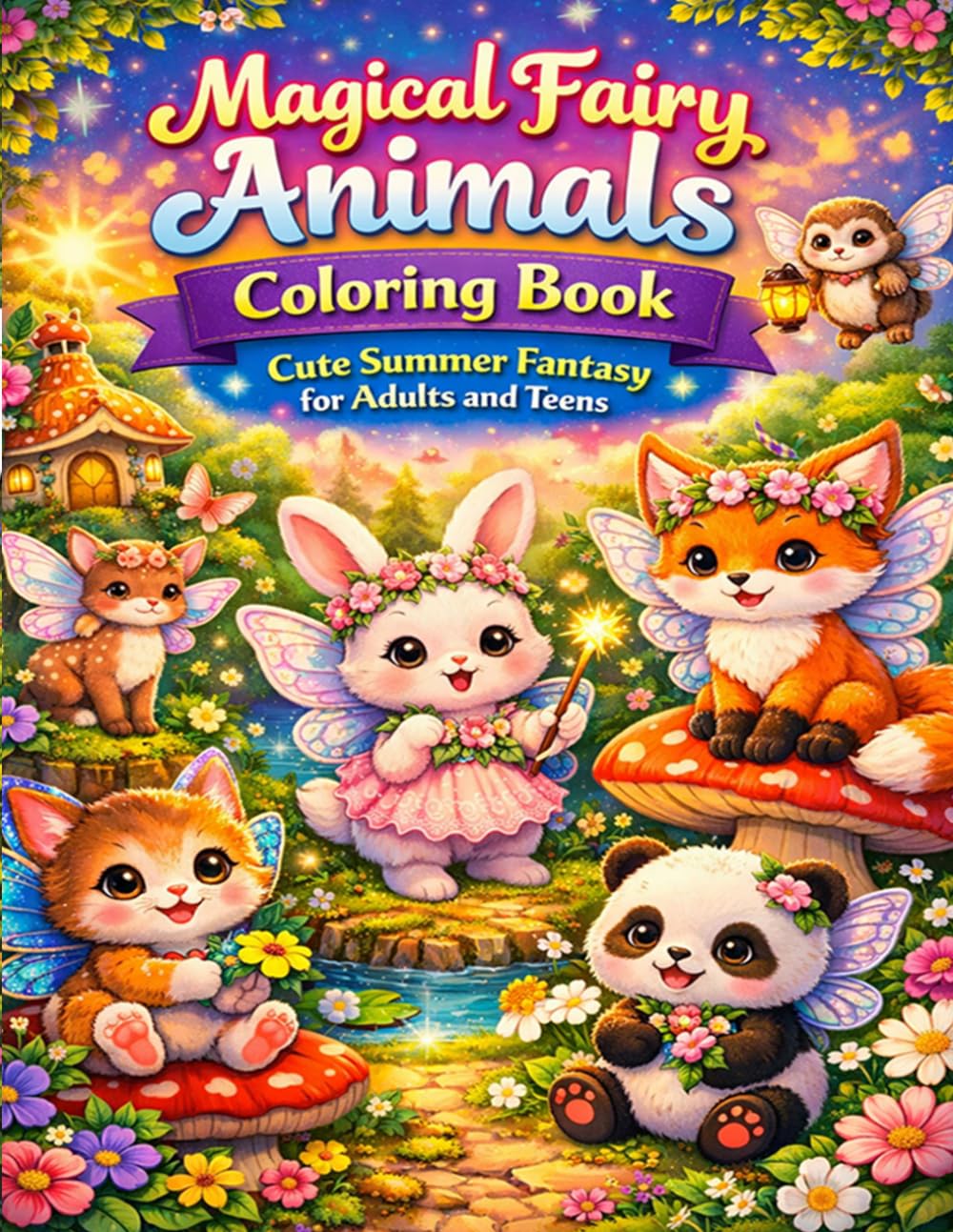 Magical Fairy Animals Coloring Book Cute Summer Fantasy for Adults and Teens