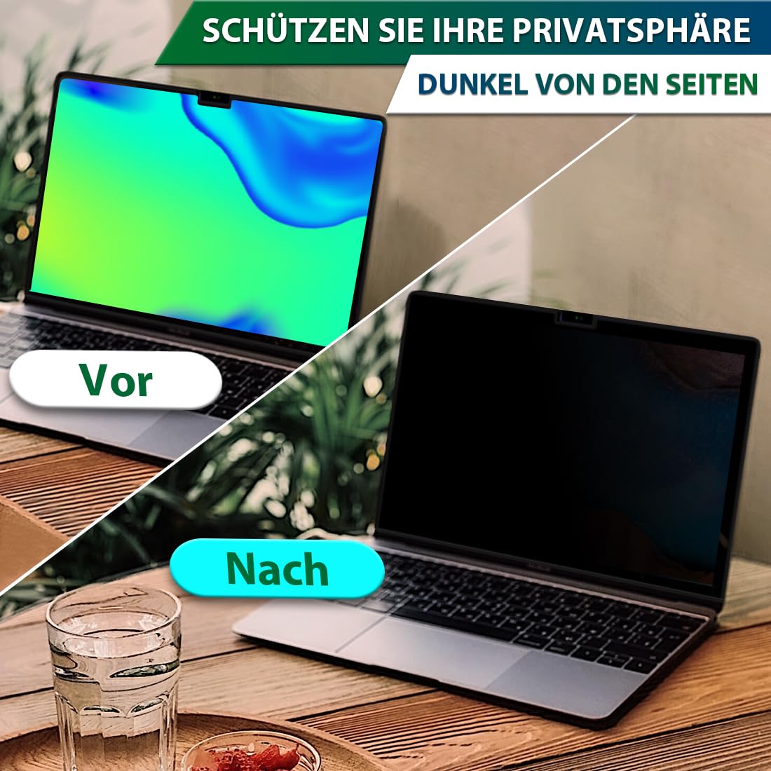 Magnetischer Sichtschutz für MacBook Air 13,6 & 13 Zoll (2022-2026, M2-M5) Blickschutzfilter Anti Blaulicht