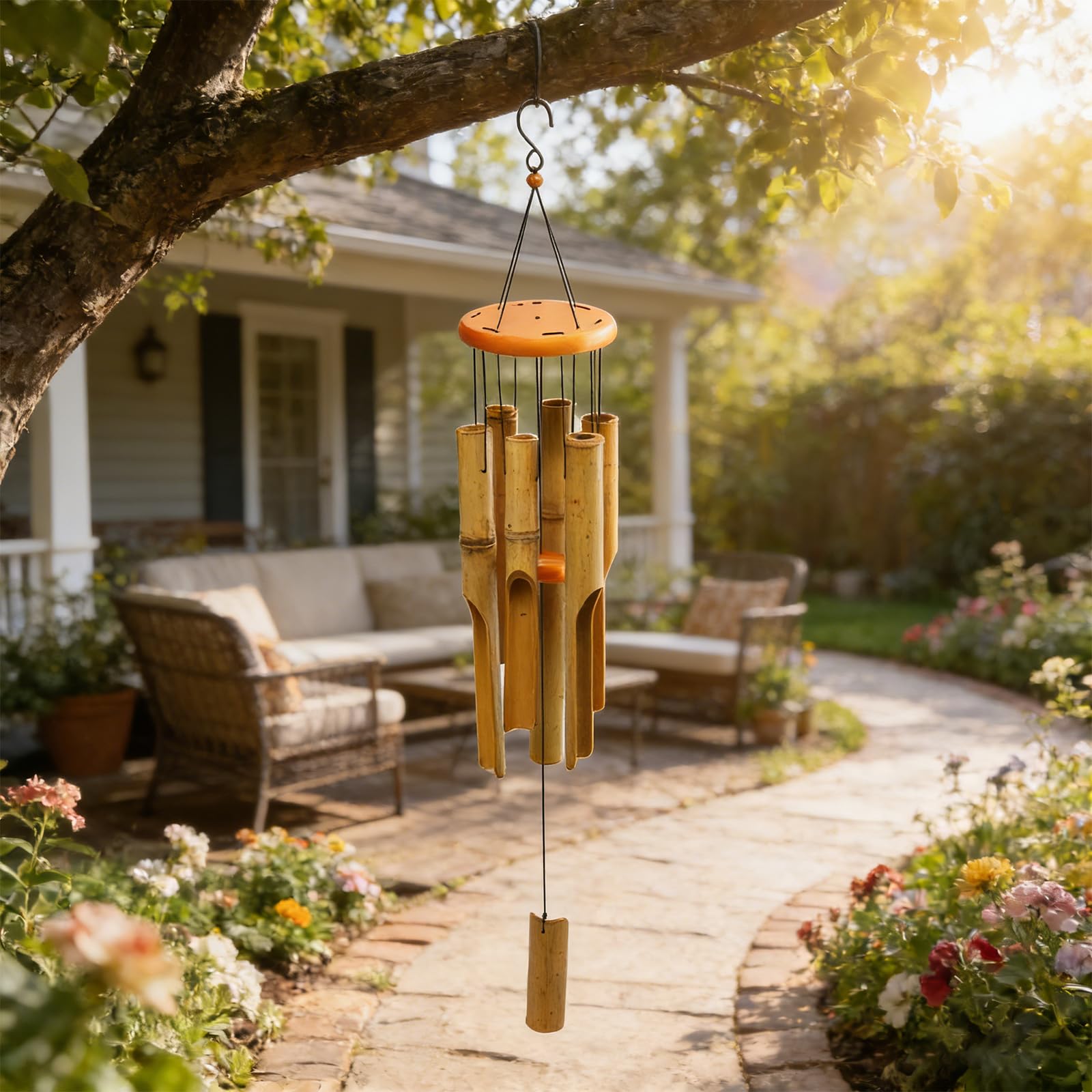 Amazon.co.jp: Bamboo Wind Chime Outdoor Wooden Music Wind Chimes