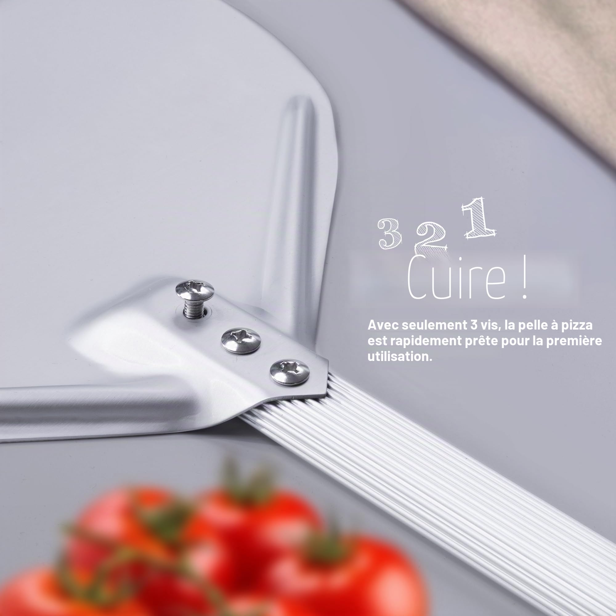 Pizza Lover Pelle à pizza Gastro - Pelle à pizza en aluminium avec poignée extra longue - Idéal pour barbecue, four à pizza, pierre à pizza - Pelle à pizza professionnelle (argent - lisse, 35 x 180 cm