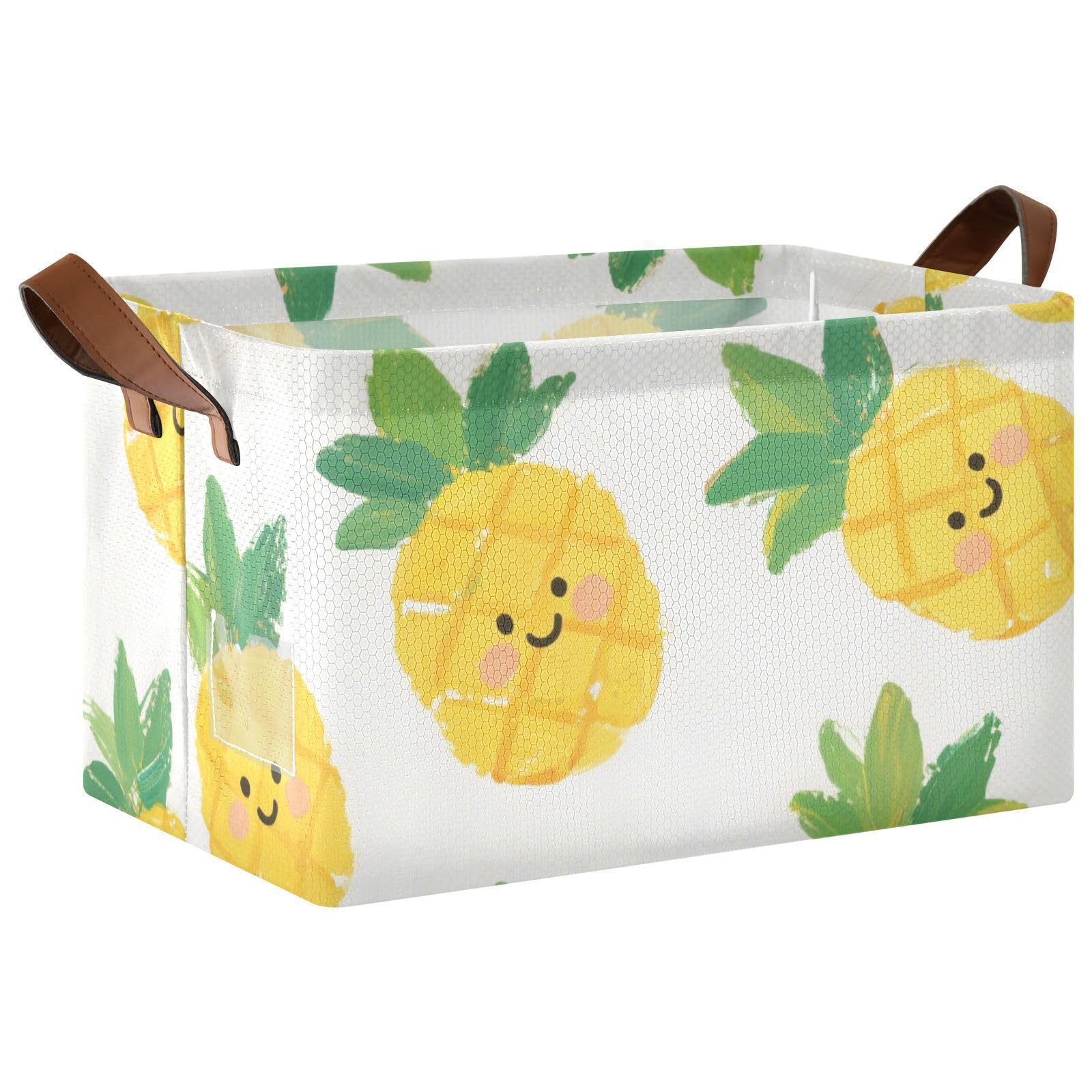 Panier de rangement pliable ananas jaune pour organiser le salon et la chambre