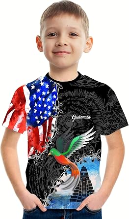 DFZ Guatemala Flag T-Shirt Boys Short Sleeve Crew Neck T-Shirt Guatemala for Childrens Tops
