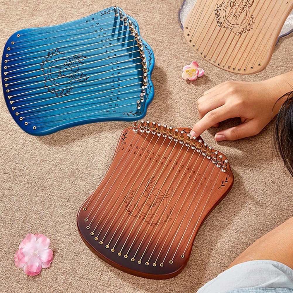 Portable Lyre Harp, 17-strunowa harfa Lyre dla początkujących, harfa Party Finger, Portable Solid Harp String Instrument, Proste i łatwe do nauczenia się, narzędzie do zabawy na imprezę