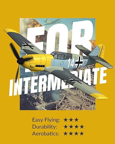 Miniatura 7 de VOLANTEXRC Avión RC, avión de control remoto de 4 canales BF109 RTF con Aileron, giroscopio, acrobacias aéreas y 3 modos fáciles de volar, avión