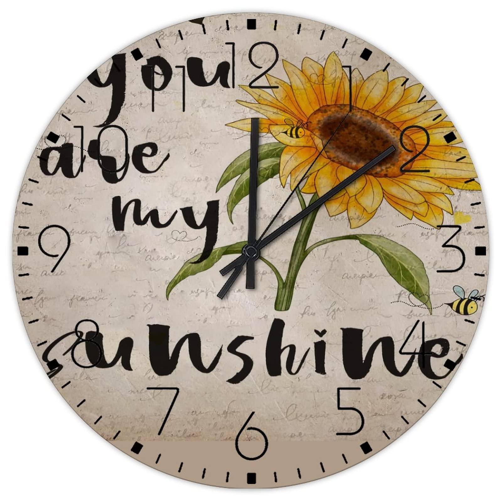 Horloge murale tournesol You Are My Sunshine en bois pour une ambiance poétique