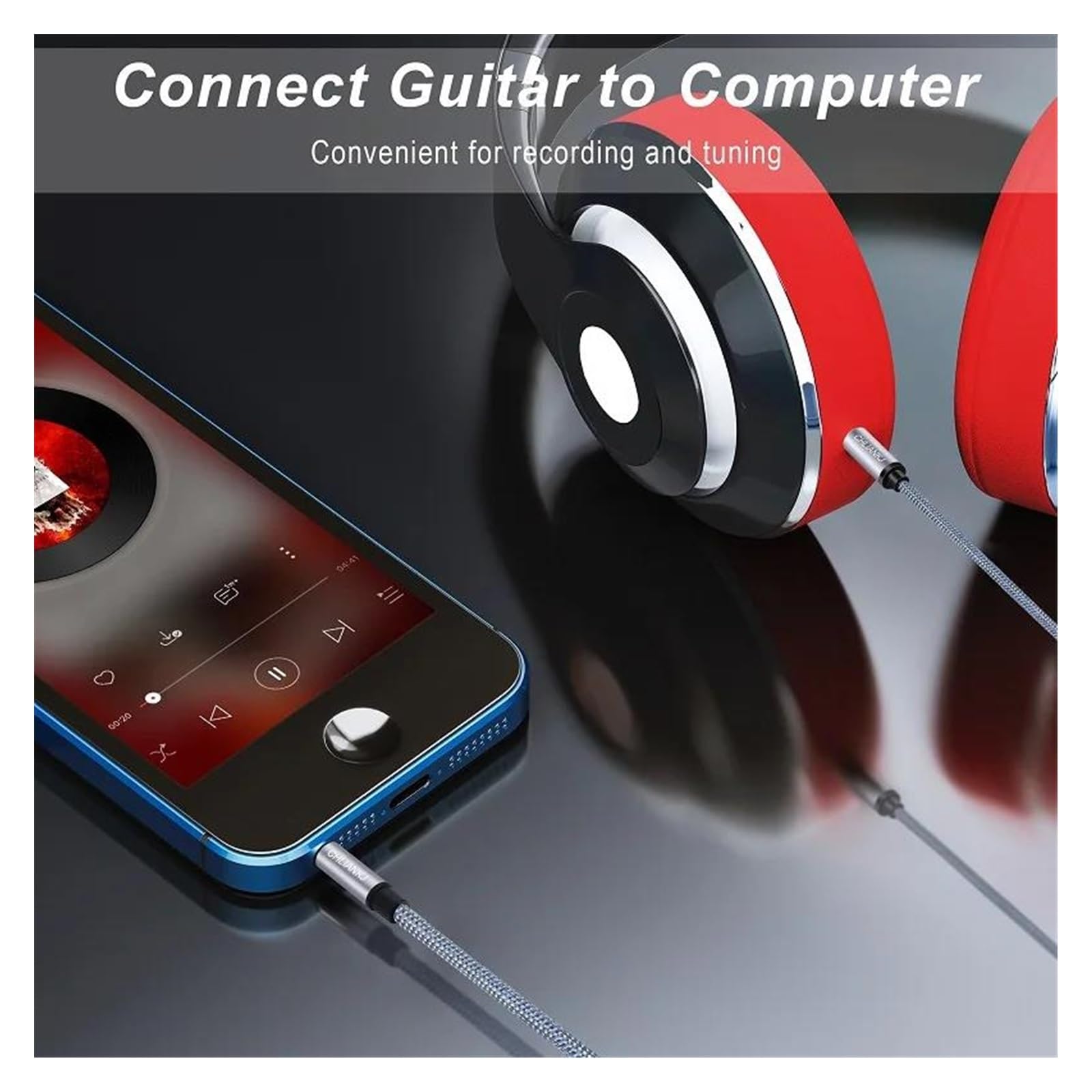 Kabel Audio Do Gitary Kabel stereo jack 3,5 mm do 6,35 mm kompatybilny z gitarami, wzmacniaczami, słuchawkami, laptopami (Size : 5M)