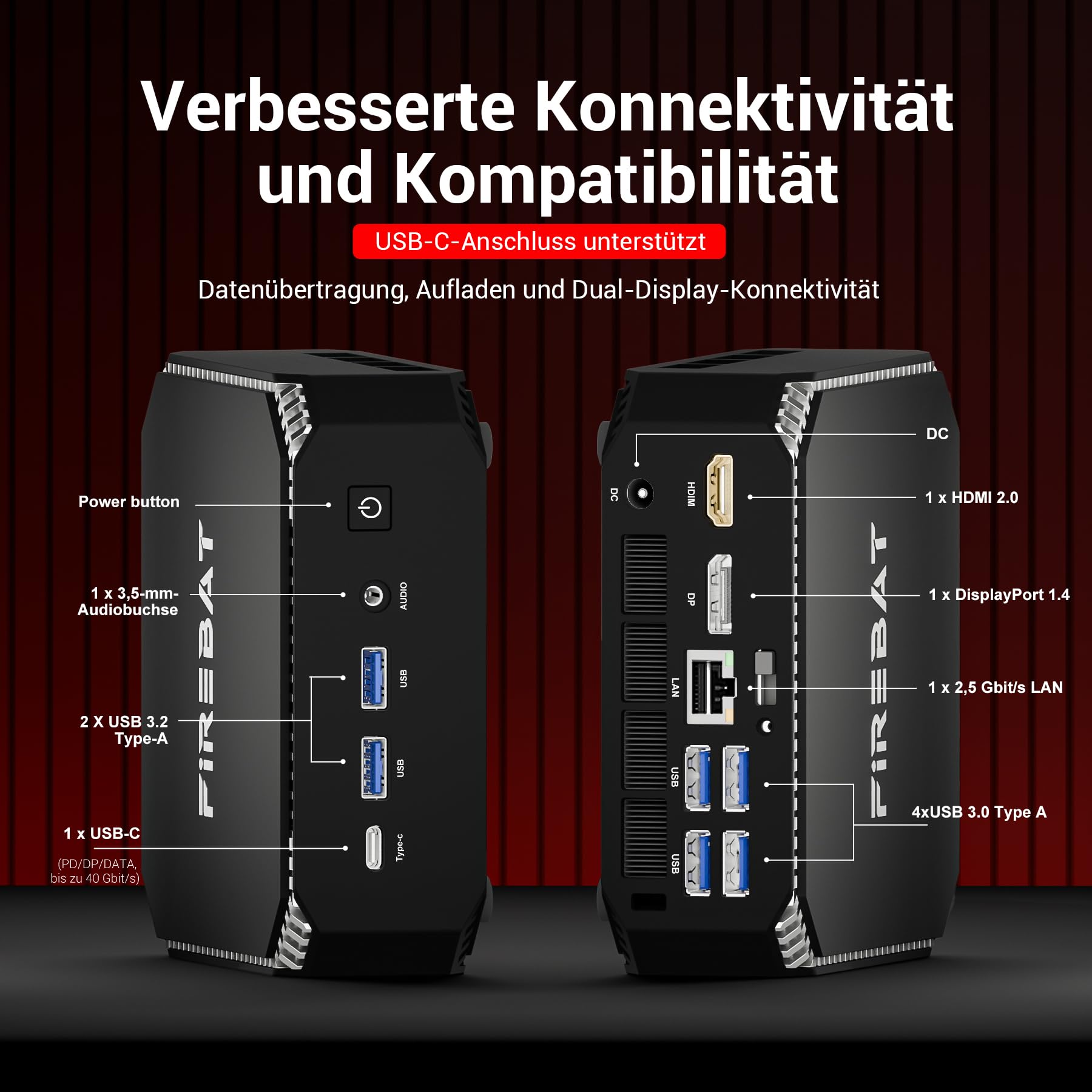Mini PC da gioco Ryzen 7 7735HS 8C/16T, fino a 4,75 GHz 54 W, Radeon 680M, USB-C, WiFi 6/BT 5.2/2.5G LAN, RAM LPDDR5, SSD da 512 GB, computer desktop compatto per studenti/casa/negozio【A6】