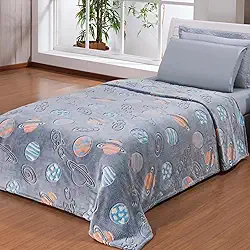 Manta Brilha no Escuro Kids Cobertor Infantil Solteiro 2,00m X 1,50m Crianças Menina e Menino (Galaxia)