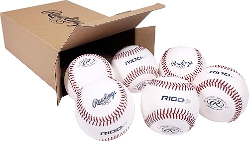 Miniatura 5 de Rawlings Pelotas de béisbol de práctica de costura elevada | R100-P | Escuela secundaria/juventud | 6 unidades