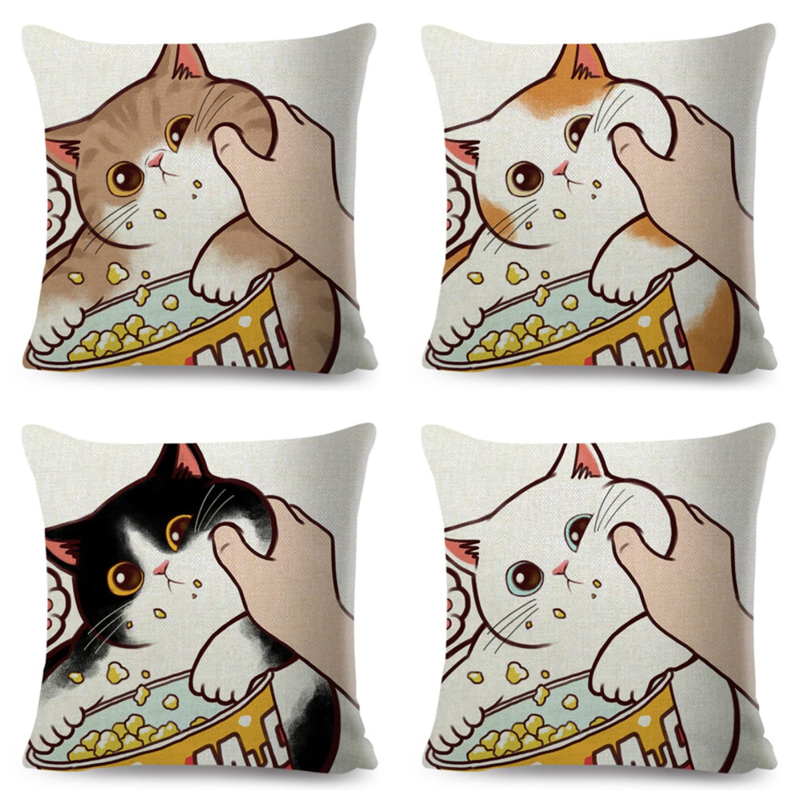 Cuscini, Cuscini Divano, Copricuscini, Fodere Cuscini, Federa Cuscino, Cuscini Decorativi, Cuscini per Divano, Cuscini Letto, Federe Cuscini Divano, Cuscino da Divano, 4 Pezzi Mano di gatto 40x40
