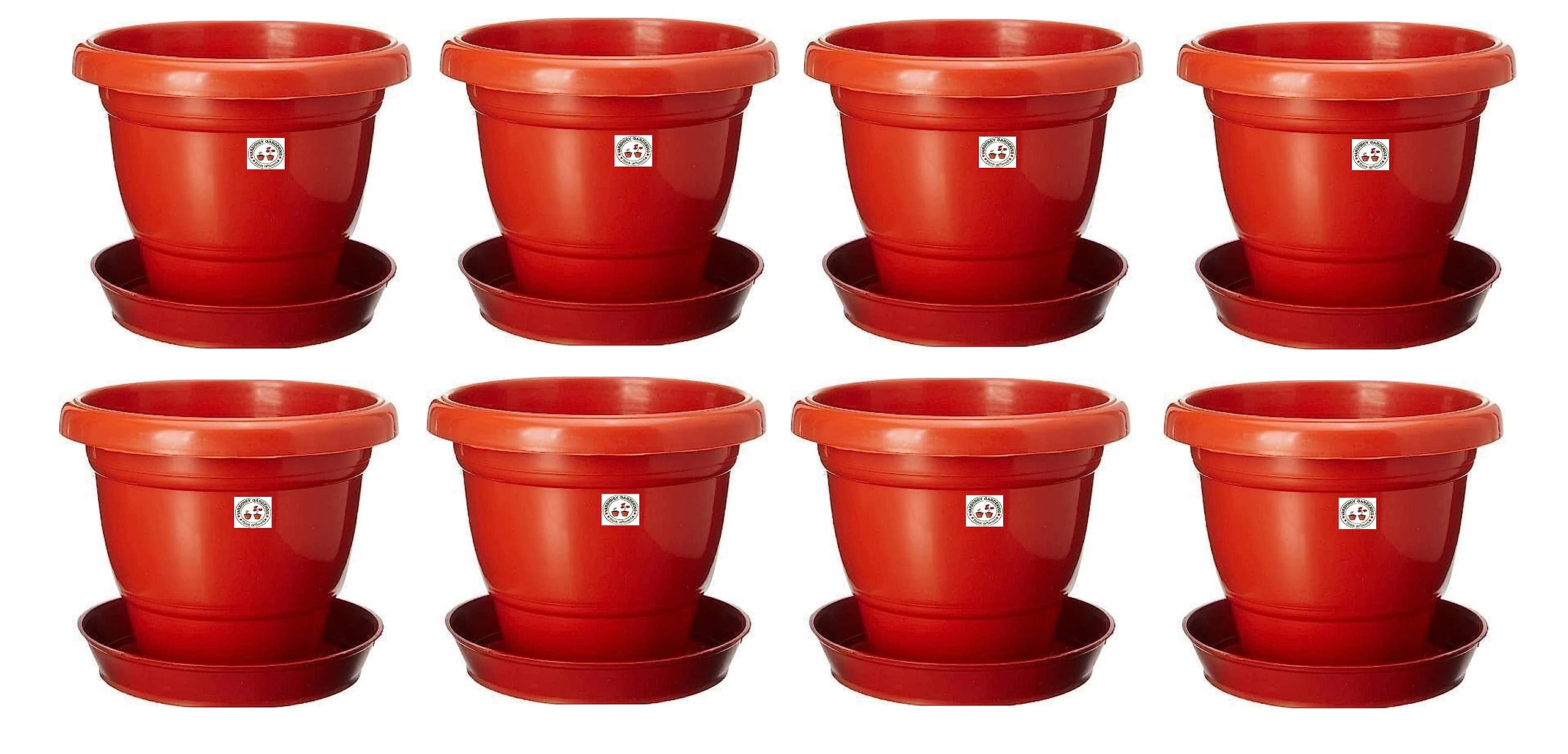 Varshney Gardening Round Flower Pots with Drip Tray/Plate (8 Inch, 8 Piece) | Plastic Planters Terracotta Color Pot with Plate | Pots for Plant with Drip Tray| Outdoor Home Balcony Flower Pots (B0C7SL3Z4K) Amazon Price History, Amazon Price Tracker